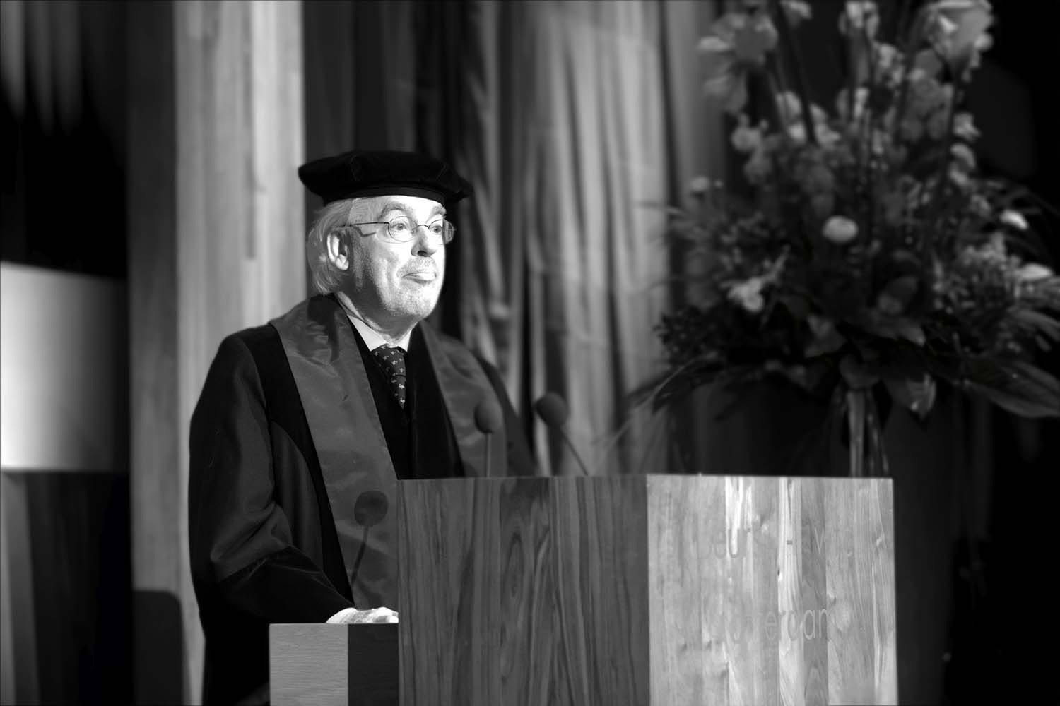 Professor Jaap Spronk at a podium